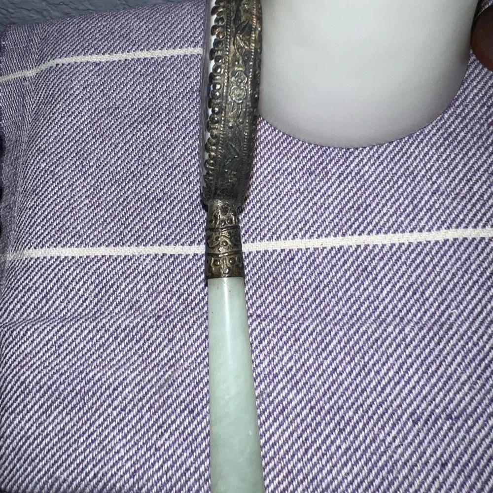Amazing Vintage Jade handle small mirror